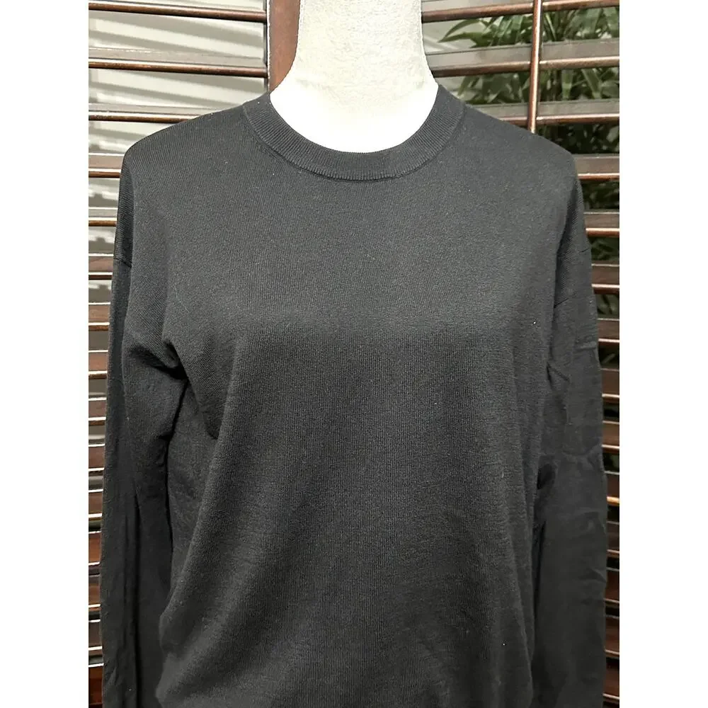 Michael Kors Women's Petite Black Button Trim Long Sleeve Sweater LP NWT